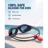 ZIONOR Kids Swim Goggles with Bungee Strap, G1mini Go Crystal Lens Anti-Fog Comfortable Kids Goggles for Swimming Age 3-8(A6-blackred Frame Red Lens)