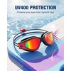 ZIONOR Kids Swim Goggles with Bungee Strap, G1mini Go Crystal Lens Anti-Fog Comfortable Kids Goggles for Swimming Age 3-8(A6-blackred Frame Red Lens)