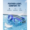 ZIONOR Kids Swim Goggles with Bungee Strap, G1mini Go Crystal Lens Anti-Fog Comfortable Kids Goggles for Swimming Age 3-8(A7-blue Frame Clear Lens)