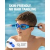 ZIONOR Kids Swim Goggles with Bungee Strap, G1mini Go Crystal Lens Anti-Fog Comfortable Kids Goggles for Swimming Age 3-8(A7-blue Frame Clear Lens)