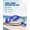 ZIONOR Kids Swim Goggles with Bungee Strap, G1mini Go Crystal Lens Anti-Fog Comfortable Kids Goggles for Swimming Age 3-8(A7-blue Frame Clear Lens)