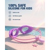 ZIONOR Kids Swim Goggles with Bungee Strap, G1mini Go Crystal Lens Anti-Fog Comfortable Kids Goggles for Swimming Age 3-8(A8-purple Frame Clear Lens)