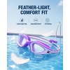 ZIONOR Kids Swim Goggles with Bungee Strap, G1mini Go Crystal Lens Anti-Fog Comfortable Kids Goggles for Swimming Age 3-8(A8-purple Frame Clear Lens)