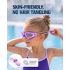 ZIONOR Kids Swim Goggles with Bungee Strap, G1mini Go Crystal Lens Anti-Fog Comfortable Kids Goggles for Swimming Age 3-8(A8-purple Frame Clear Lens)