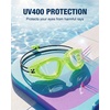 ZIONOR Kids Swim Goggles with Bungee Strap, G1mini Go Crystal Lens Anti-Fog Comfortable Kids Goggles for Swimming Age 3-8(A9-green Frame Clear Lens)