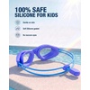 ZIONOR Kids Swim Goggles with Bungee Strap, G1mini Go Crystal Lens Anti-Fog Comfortable Kids Goggles for Swimming Age 3-8(B1-bluewhite Frame Clear Lens)