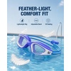 ZIONOR Kids Swim Goggles with Bungee Strap, G1mini Go Crystal Lens Anti-Fog Comfortable Kids Goggles for Swimming Age 3-8(B1-bluewhite Frame Clear Lens)