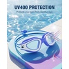 ZIONOR Kids Swim Goggles with Bungee Strap, G1mini Go Crystal Lens Anti-Fog Comfortable Kids Goggles for Swimming Age 3-8(B1-bluewhite Frame Clear Lens)