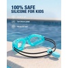 ZIONOR Kids Swim Goggles with Bungee Strap, G1mini Go Crystal Lens Anti-Fog Comfortable Kids Goggles for Swimming Age 3-8(B2-cyan Frame Clear Lens)