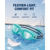 ZIONOR Kids Swim Goggles with Bungee Strap, G1mini Go Crystal Lens Anti-Fog Comfortable Kids Goggles for Swimming Age 3-8(B2-cyan Frame Clear Lens)