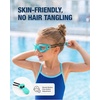 ZIONOR Kids Swim Goggles with Bungee Strap, G1mini Go Crystal Lens Anti-Fog Comfortable Kids Goggles for Swimming Age 3-8(B2-cyan Frame Clear Lens)