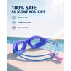 ZIONOR Kids Swim Goggles with Bungee Strap, G1mini Go Crystal Lens Anti-Fog Comfortable Kids Goggles for Swimming Age 3-8(B3-bluepurple Frame Clear Lens)