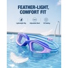ZIONOR Kids Swim Goggles with Bungee Strap, G1mini Go Crystal Lens Anti-Fog Comfortable Kids Goggles for Swimming Age 3-8(B3-bluepurple Frame Clear Lens)