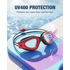 ZIONOR Kids Swim Goggles with Bungee Strap, G1mini Go Crystal Lens Anti-Fog Comfortable Kids Goggles for Swimming Age 3-8(B4-blackred Frame Clear Lens)