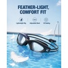 ZIONOR Kids Swim Goggles with Bungee Strap, G1mini Go Crystal Lens Anti-Fog Comfortable Kids Goggles for Swimming Age 3-8(B5-allblack Frame Clear Lens)
