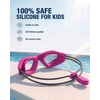 ZIONOR Kids Swim Goggles with Bungee Strap, G1mini Go Crystal Lens Anti-Fog Comfortable Kids Goggles for Swimming Age 3-8(B6-winered Frame Clear Lens)