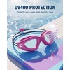 ZIONOR Kids Swim Goggles with Bungee Strap, G1mini Go Crystal Lens Anti-Fog Comfortable Kids Goggles for Swimming Age 3-8(B6-winered Frame Clear Lens)