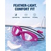 ZIONOR Kids Swim Goggles with Bungee Strap, G1mini Go Crystal Lens Anti-Fog Comfortable Kids Goggles for Swimming Age 3-8(B6-winered Frame Clear Lens)