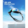 ZIONOR Swim Goggles Adult, G1 Air Mirrored Anti-Fog Swimming Goggles for Women Men, Clear Vision, UV Protection(A0 – White Frame Gold Lens)