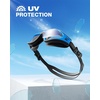 ZIONOR Swim Goggles Adult, G1 Air Mirrored Anti-Fog Swimming Goggles for Women Men, Clear Vision, UV Protection(A5 – Blue Frame Clear Lens)