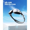 ZIONOR Swim Goggles Adult, G1 Air Mirrored Anti-Fog Swimming Goggles for Women Men, Clear Vision, UV Protection(B3 – White Black Frame Silver Lens)