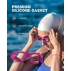 ZIONOR Swim Goggles Adult, G1 Air Mirrored Anti-Fog Swimming Goggles for Women Men, Clear Vision, UV Protection(B6 – Red Wine Frame Clear Lens)