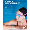 ZIONOR Swim Goggles Adult, G1 Air Polarized Anti-Fog Swimming Goggles for Women Men, Soft Silicone Strap, Outdoor(A7 – Rose Red Frame Gold Lens)