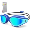 ZIONOR Kids Swim Goggles with Bungee Strap, G1mini Go Crystal Lens Anti-Fog Comfortable Kids Goggles for Swimming Age 3-8(A1-blue Frame Gold Lens)