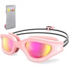 ZIONOR Kids Swim Goggles with Bungee Strap, G1mini Go Crystal Lens Anti-Fog Comfortable Kids Goggles for Swimming Age 3-8(A4-pink Frame Purple Lens)