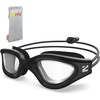 ZIONOR Kids Swim Goggles with Bungee Strap, G1mini Go Crystal Lens Anti-Fog Comfortable Kids Goggles for Swimming Age 3-8(B5-allblack Frame Clear Lens)