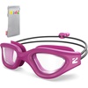 ZIONOR Kids Swim Goggles with Bungee Strap, G1mini Go Crystal Lens Anti-Fog Comfortable Kids Goggles for Swimming Age 3-8(B6-winered Frame Clear Lens)