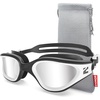 ZIONOR Swim Goggles Adult, G1 Air Mirrored Anti-Fog Swimming Goggles for Women Men, Clear Vision, UV Protection(B3 – White Black Frame Silver Lens)