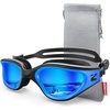 ZIONOR Swim Goggles Adult, G1 Air Polarized Anti-Fog Swimming Goggles for Women Men, Soft Silicone Strap, Outdoor(A4 – Black Blue Frame Blue Lens)