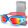 ZIONOR Swim Goggles Adult, G1 Air Polarized Anti-Fog Swimming Goggles for Women Men, Soft Silicone Strap, Outdoor(A6 – Light Blue Frame Red Lens)