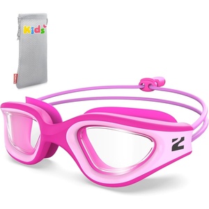 ZIONOR Kids Swim Goggles with Bungee Strap, G1mini Go Crystal Lens Anti-Fog Comfortable Kids Goggles for Swimming Age 3-8(A5-purplepink Frame Clear Lens)