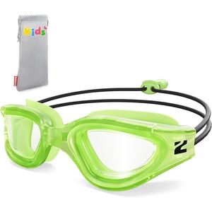 ZIONOR Kids Swim Goggles with Bungee Strap, G1mini Go Crystal Lens Anti-Fog Comfortable Kids Goggles for Swimming Age 3-8(A9-green Frame Clear Lens)