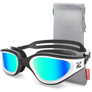 ZIONOR Swim Goggles Adult, G1 Air Mirrored Anti-Fog Swimming Goggles for Women Men, Clear Vision, UV Protection(A0 – White Frame Gold Lens)