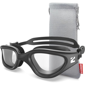 ZIONOR Swim Goggles Adult, G1 Air Mirrored Anti-Fog Swimming Goggles for Women Men, Clear Vision, UV Protection(A1 – Black Frame Clear Lens)