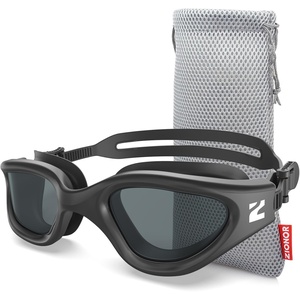 ZIONOR Swim Goggles Adult, G1 Air Mirrored Anti-Fog Swimming Goggles for Women Men, Clear Vision, UV Protection(A6 – Black Frame Smoke Lens)