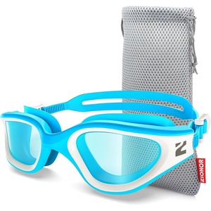 ZIONOR Swim Goggles Adult, G1 Air Mirrored Anti-Fog Swimming Goggles for Women Men, Clear Vision, UV Protection(A7 – Blue White Frame Clear Blue Lens)
