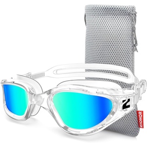 ZIONOR Swim Goggles Adult, G1 Air Mirrored Anti-Fog Swimming Goggles for Women Men, Clear Vision, UV Protection(B0 – Clear Frame Gold Lens)