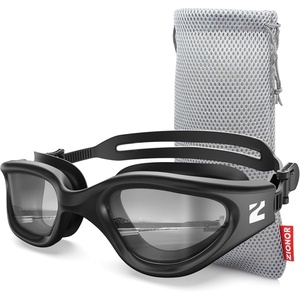 ZIONOR Swim Goggles Adult, G1 Air Polarized Anti-Fog Swimming Goggles for Women Men, Soft Silicone Strap, Outdoor(A0 – Black Frame Smoke Lens)